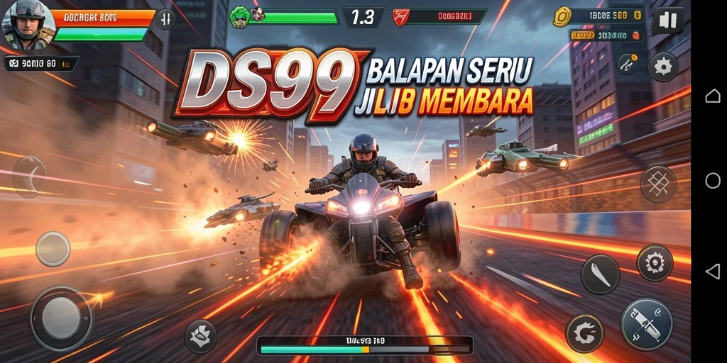 Tampilan gameplay DS99 yang seru dan mendebarkan saat balapan.