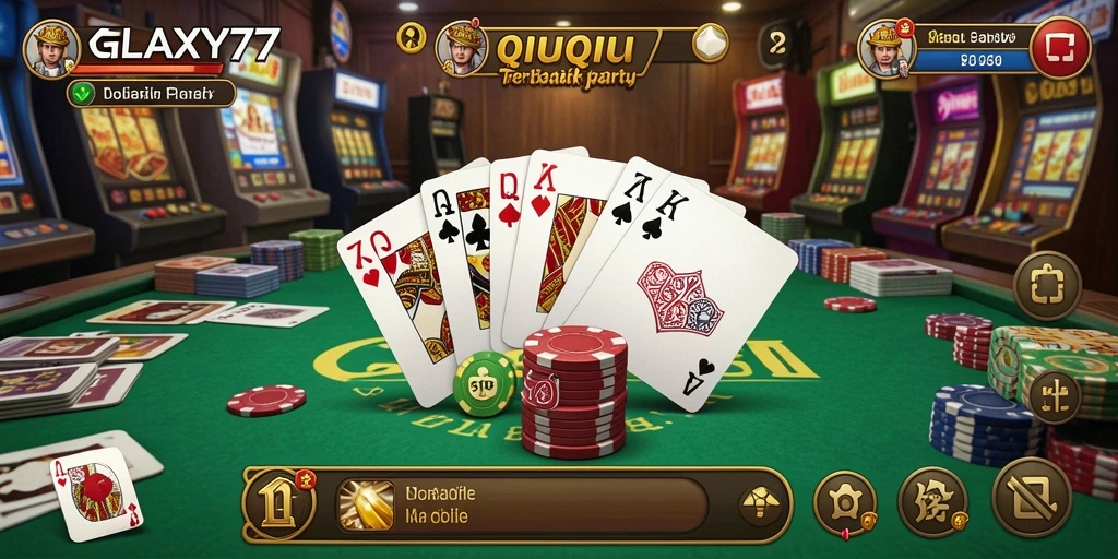 Tampilan seru dari gameplay QiuQiu GALAXY77.