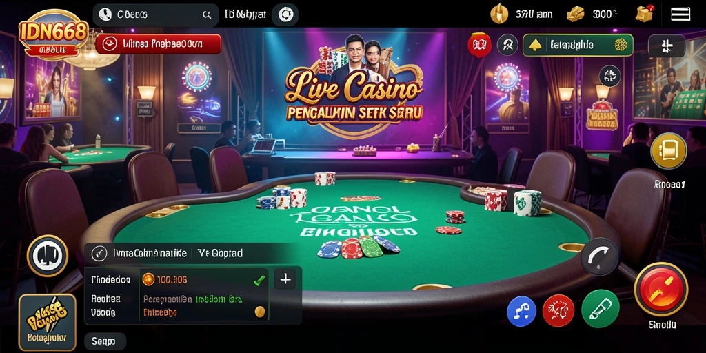 Tampilan gameplay Live Casino IDN668 yang seru dan interaktif.