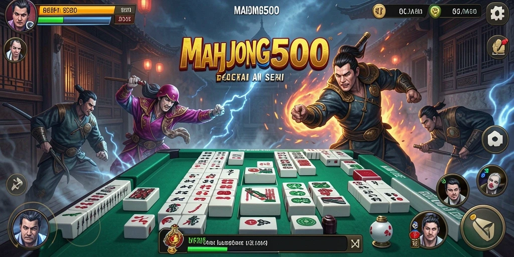 Tampilan gameplay seru dari MAHJONG500 yang menampilkan aksi mendebarkan.