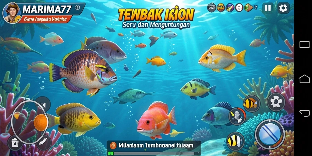 Gameplay seru dari MARIMA77 dengan aksi tembak ikan.
