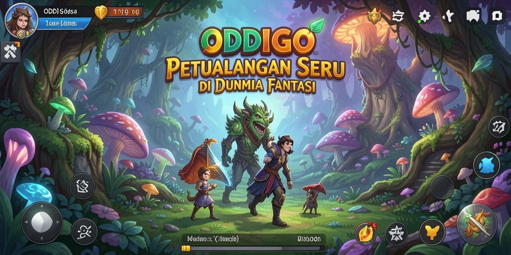 Tampilan layar permainan ODDIGO yang penuh warna dan menantang.
