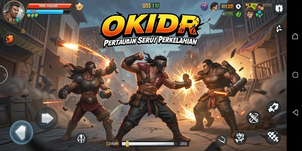 Tampilan seru gameplay OKIDR dengan pertarungan menggelegar.