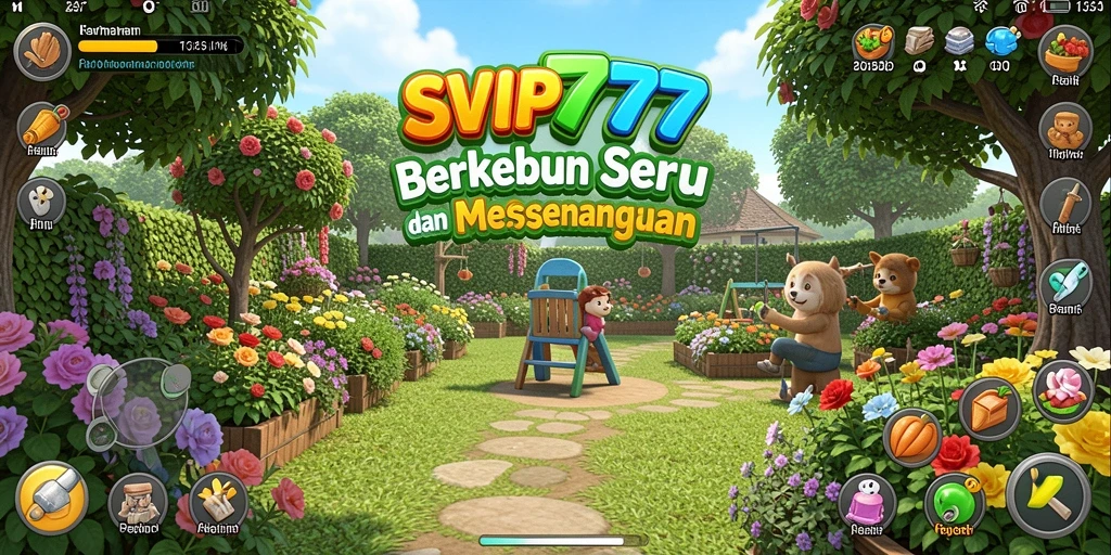 Tangkapan layar permainan SVIP777 yang menunjukkan aktivitas berkebun yang seru.