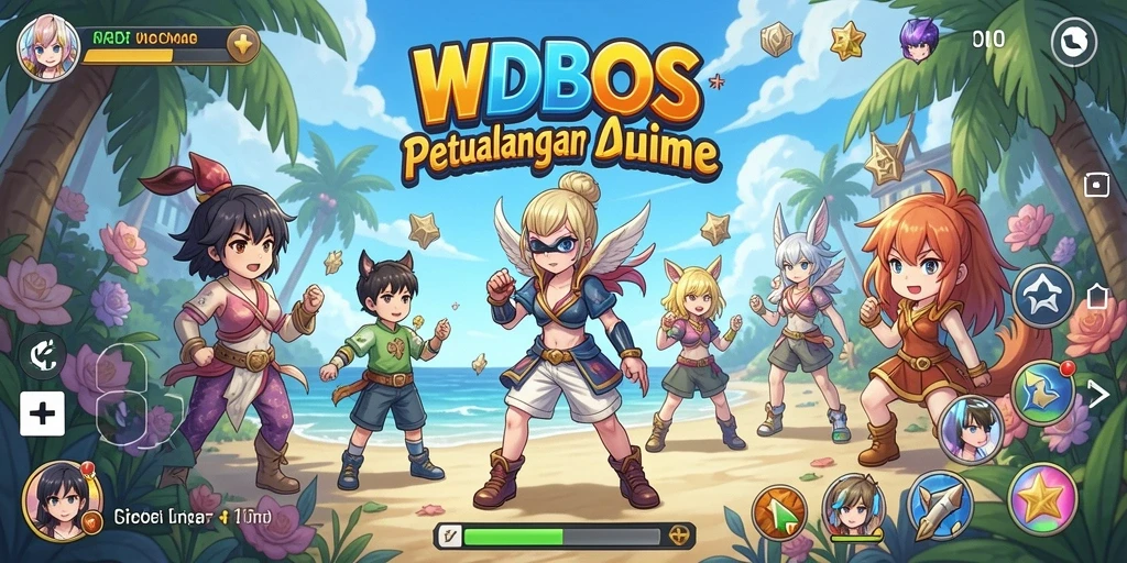 Tampilan gameplay menarik di WDBOS dengan karakter anime.
